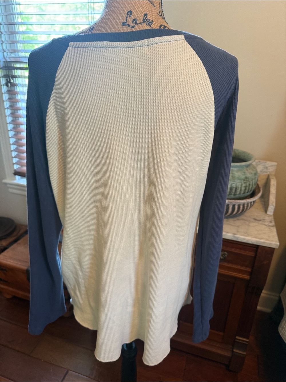 Free People White and Navy Raglan Led Zeppelin Graphic Tee - Picture 2 of 4